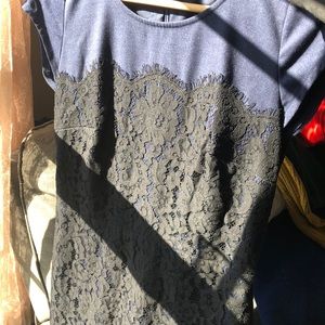 Navy Dress w/ Black Lace detailing Size Small